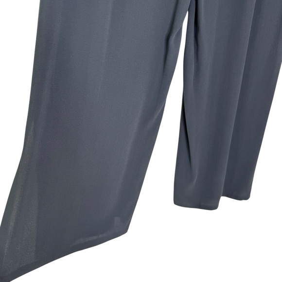 Eileen Fisher 100% Silk Georgette Crepe Wide Gray Leg Pant Size S - Picture 2 of 12